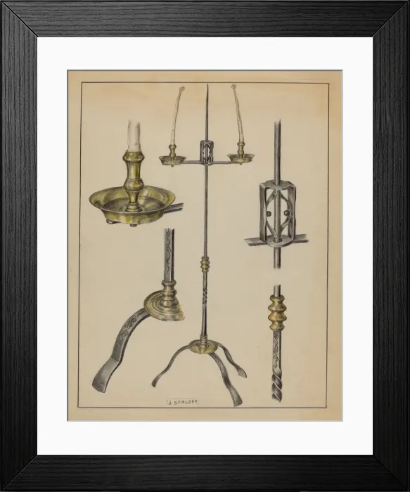 Framed Print : Candlestand, c. 1936. Creator: Jack Staloff Framed Print : Candlestand, c. 1936. Creator: Jack Staloff