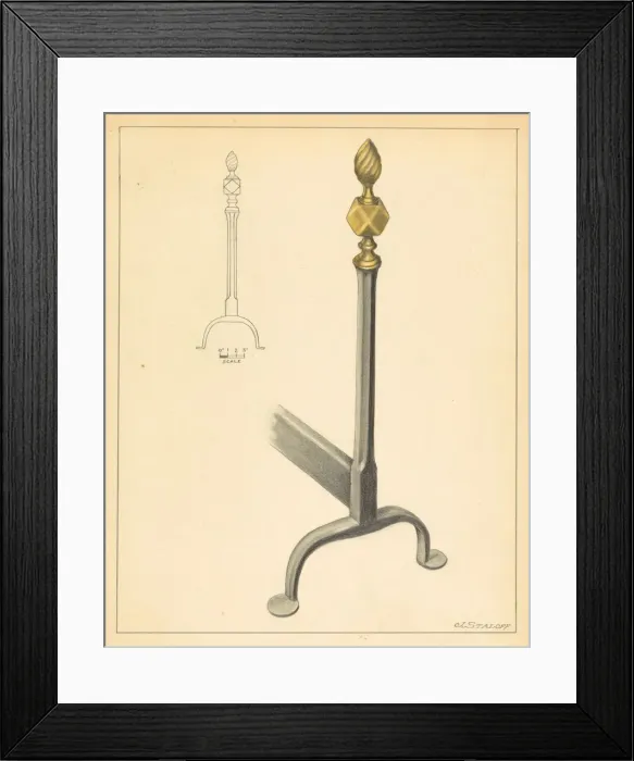 Framed Print : Andiron (one of pair), c. 1936. Creator: Jack Staloff