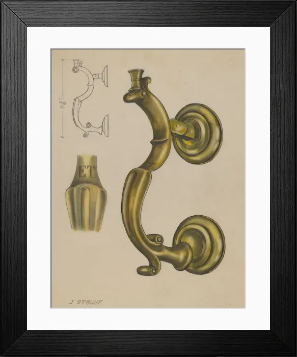 Framed Print : Door Knocker, c. 1936. Creator: Jack Staloff Framed Print : Door Knocker, c. 1936. Creator: Jack Staloff