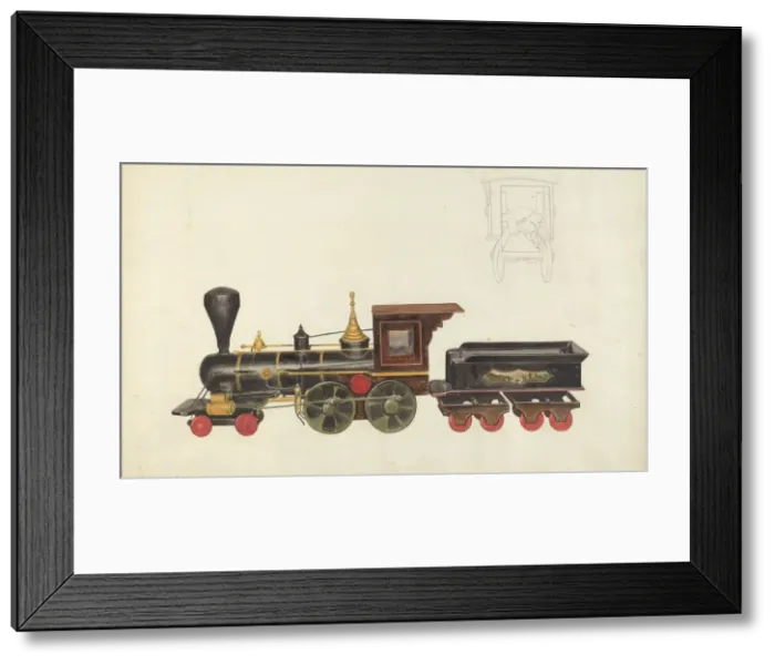 Framed Print : Toy Locomotive, c. 1936. Creator: Alice Stearns Framed Print : Toy Locomotive, c. 1936. Creator: Alice Stearns