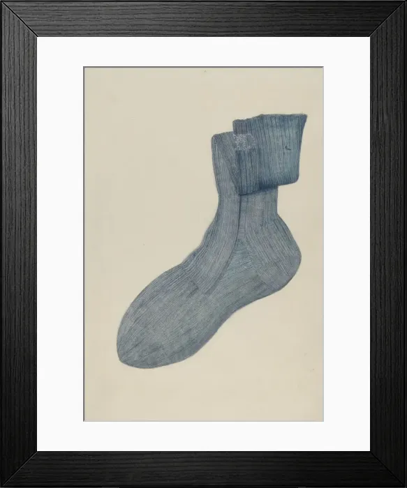 Framed Print : Shaker Mans Sock, c. 1936. Creator: Alice Stearns Framed Print : Shaker Mans Sock, c. 1936. Creator: Alice Stearns