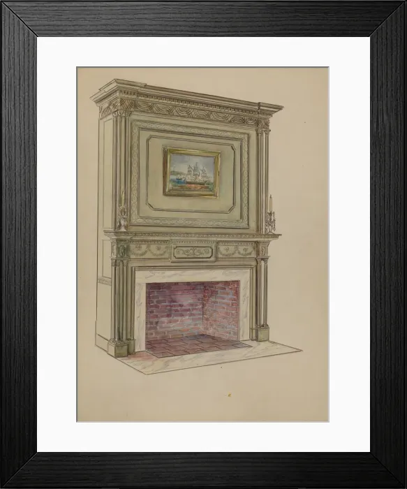 Framed Print : Fireplace, c. 1936. Creator: Charles Squires Framed Print : Fireplace, c. 1936. Creator: Charles Squires