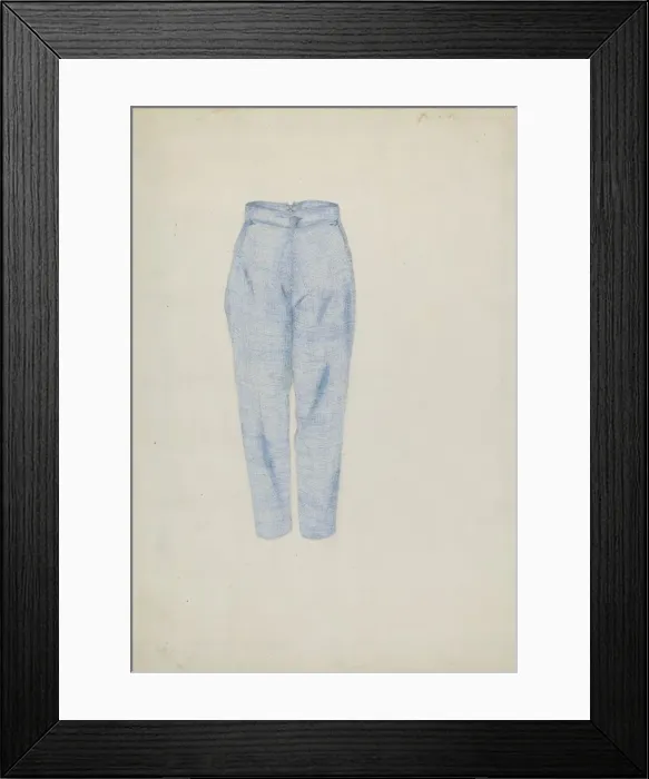 Framed Print : Shaker Mans Trousers, c. 1936. Creator: Alice Stearns Framed Print : Shaker Mans Trousers, c. 1936. Creator: Alice Stearns
