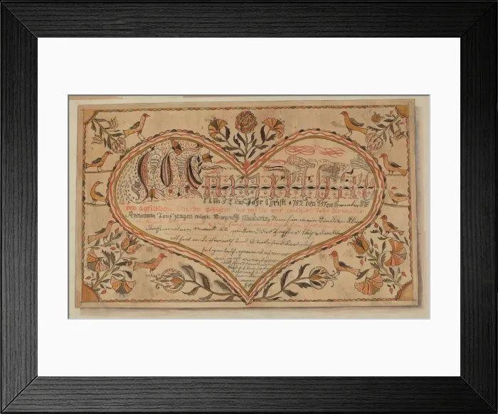 Framed Print : Fractur: Christening Certificate, c. 1936. Creator: Ella Josephine Sterling