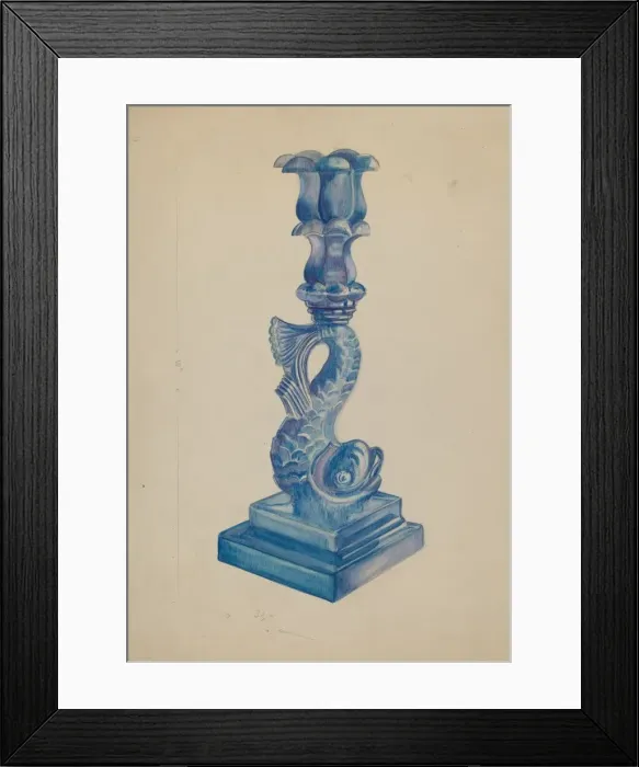 Framed Print : Dolphin Candlestick, c. 1936. Creator: Ella Josephine Sterling Framed Print : Dolphin Candlestick, c. 1936. Creator: Ella Josephine Sterling