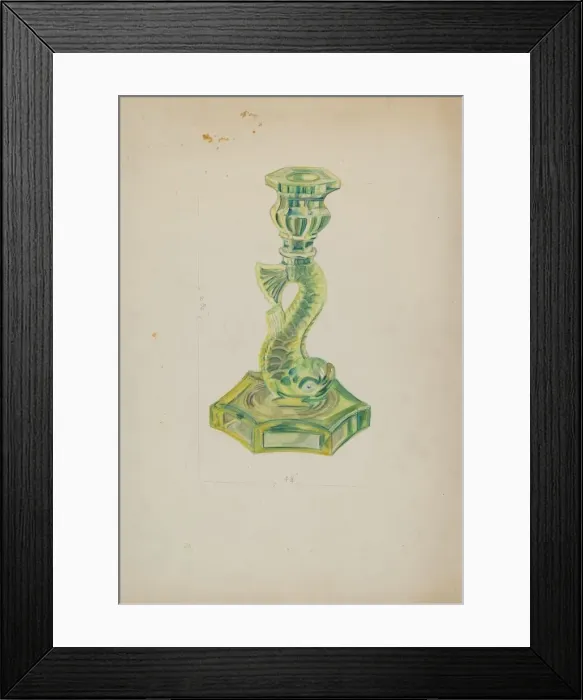 Framed Print : Dolphin Candlestick, c. 1935. Creator: Ella Josephine Sterling Framed Print : Dolphin Candlestick, c. 1935. Creator: Ella Josephine Sterling