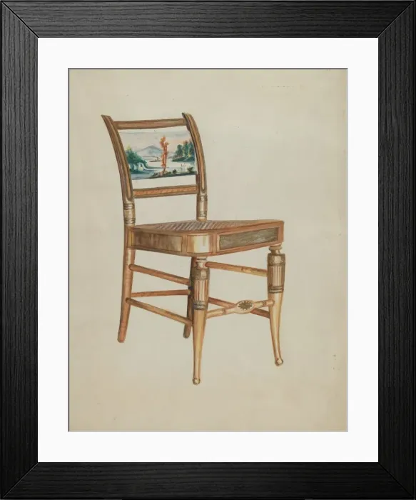 Framed Print : Chair - with Hudson River Scenes, c. 1936. Creator: Ella Josephine Sterling Framed Print : Chair - with Hudson River Scenes, c. 1936. Creator: Ella Josephine Sterling