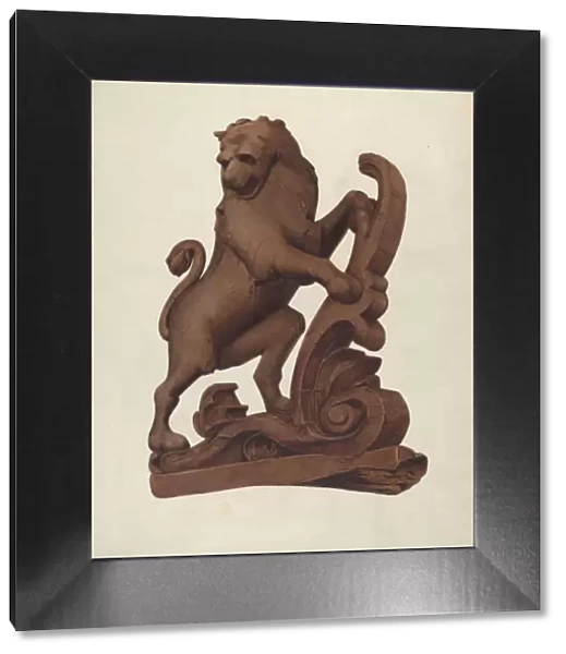 Woodcarving of a Lion, c. 1937. Creator: Alice Stearns