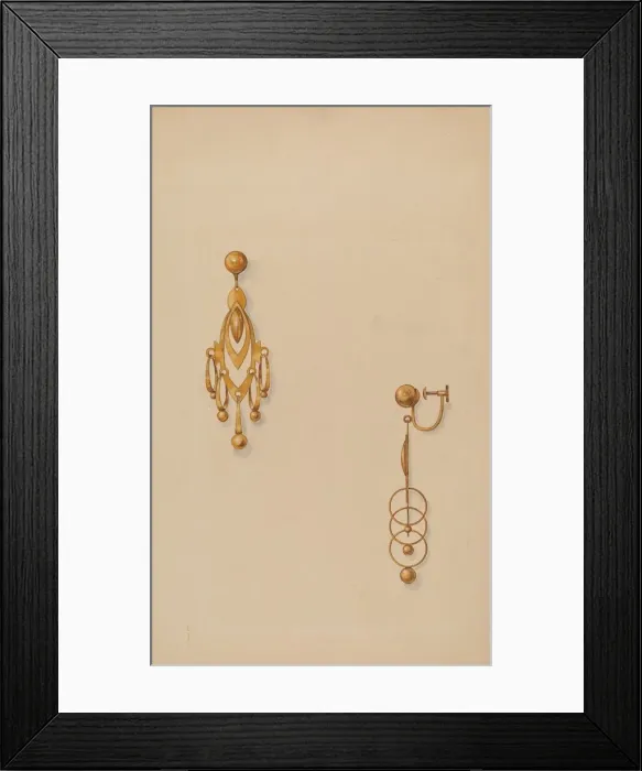 Framed Print : Earrings, c. 1937. Creator: Isidore Steinberg Framed Print : Earrings, c. 1937. Creator: Isidore Steinberg