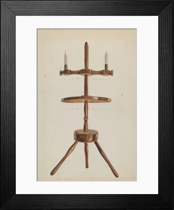Framed Print : Cobblers Table with Candle Stand, c. 1936. Creator: Ella Josephine Sterling Framed Print : Cobblers Table with Candle Stand, c. 1936. Creator: Ella Josephine Sterling