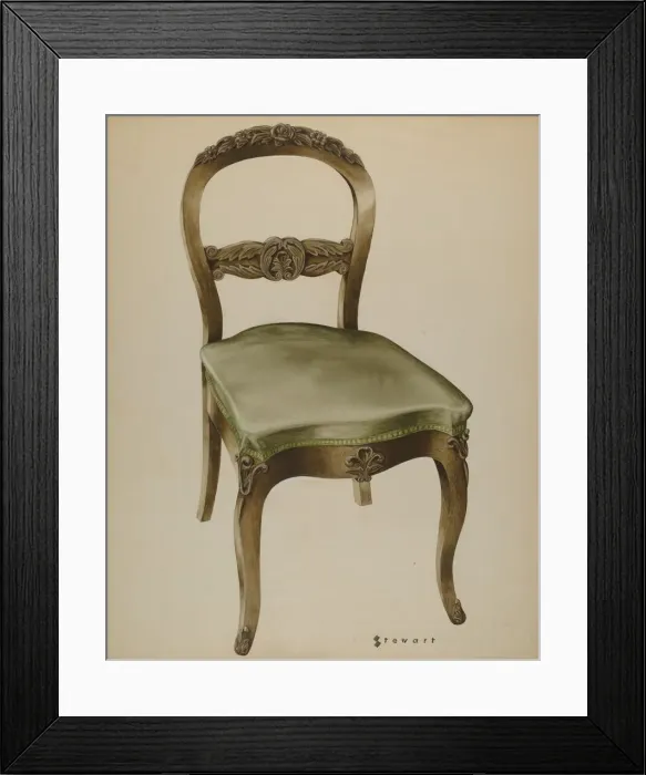 Framed Print : Carved Side Chair, c. 1937. Creator: Robert Stewart Framed Print : Carved Side Chair, c. 1937. Creator: Robert Stewart