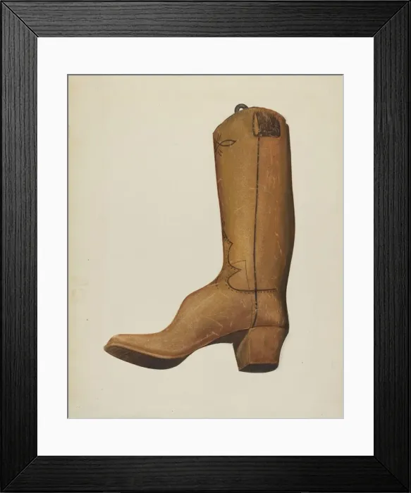 Framed Print : Boot Shop Sign, c. 1937. Creator: Alice Stearns Framed Print : Boot Shop Sign, c. 1937. Creator: Alice Stearns
