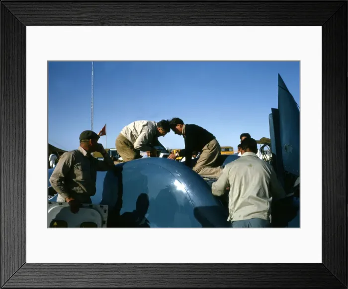 Framed Print : Mechanics working on Bluebird CN7 for World Land speed record attempt, Lake Eyre, 1964 Framed Print : Mechanics working on Bluebird CN7 for World Land speed record attempt, Lake Eyre, 1964