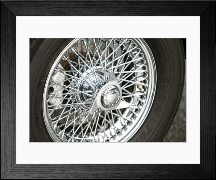 Framed Print : Spoked wheel of a 1965 Aston Martin DB5. Creator: Unknown Framed Print : Spoked wheel of a 1965 Aston Martin DB5. Creator: Unknown