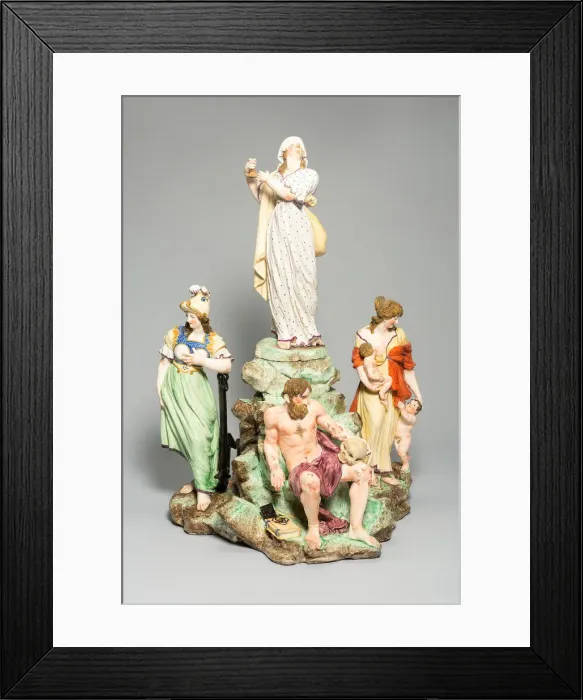 Framed Print : Allegorical Figure Group: The Virtues, Buen Retiro, 18th century Framed Print : Allegorical Figure Group: The Virtues, Buen Retiro, 18th century