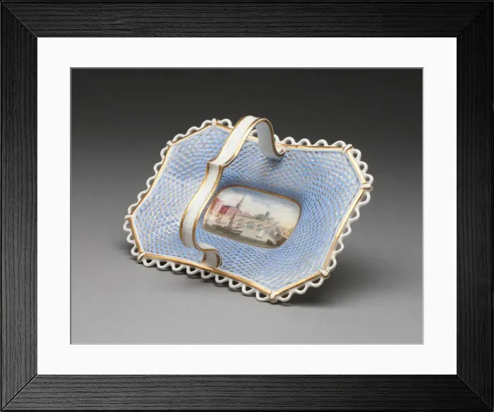 Framed Print : Dessert Basket with view of Worcester, Worcester, 1840 / 50 Framed Print : Dessert Basket with view of Worcester, Worcester, 1840 / 50