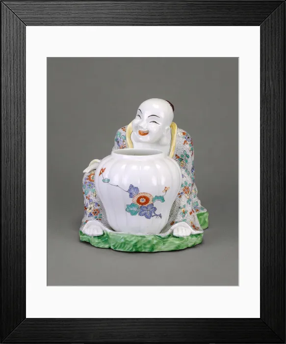 Framed Print : Seated Figure and Potpourri Vase, Chantilly, c. 1740. Creator Framed Print : Seated Figure and Potpourri Vase, Chantilly, c. 1740. Creator