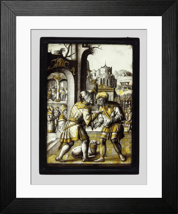 Framed Print : Mordecai Overhears the Conspiracy from the Story of Esther, Netherlands, c. 1525 Framed Print : Mordecai Overhears the Conspiracy from the Story of Esther, Netherlands, c. 1525