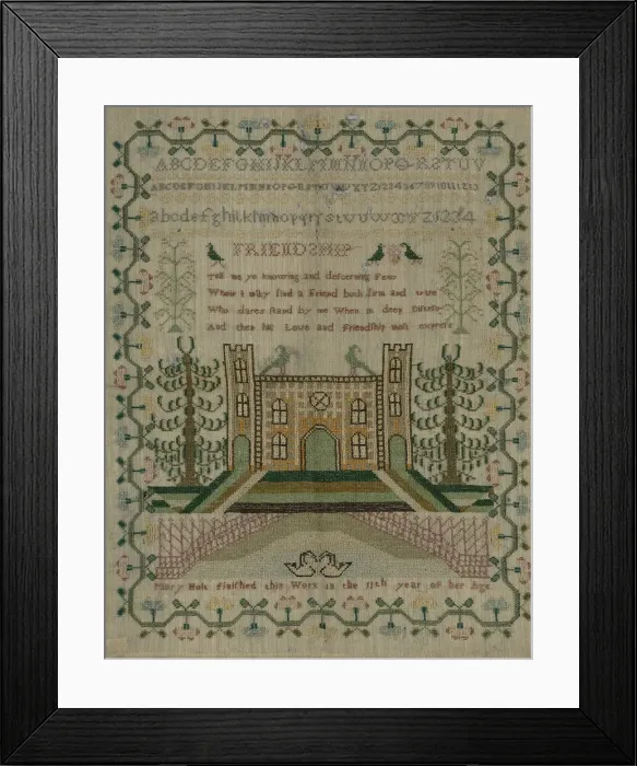 Framed Print : Sampler, England, 19th century. Creator: Mary Holt Framed Print : Sampler, England, 19th century. Creator: Mary Holt
