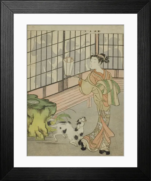 Framed Print : Courtesan Looking Back at Shadows on the Shoji, c. 1770. Creator: Isoda Koryusai Framed Print : Courtesan Looking Back at Shadows on the Shoji, c. 1770. Creator: Isoda Koryusai
