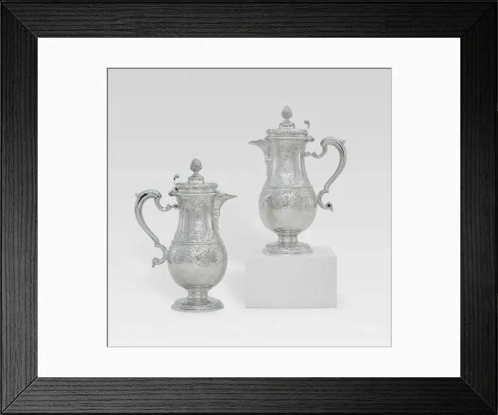 Framed Print : Pair of Wine Ewers, Dublin, c. 1740. Creator: David Bomes Framed Print : Pair of Wine Ewers, Dublin, c. 1740. Creator: David Bomes