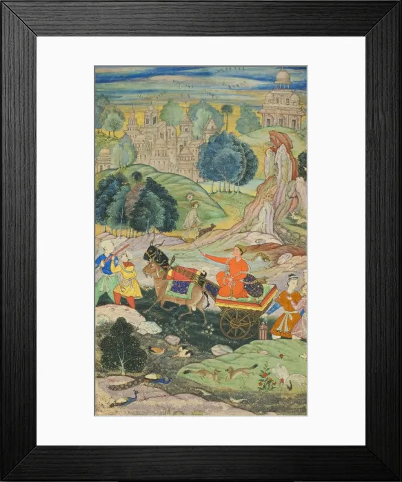 Framed Print : Prince Riding in Chariot Drawn by Goats, c. 1585. Creator: Unknown Framed Print : Prince Riding in Chariot Drawn by Goats, c. 1585. Creator: Unknown