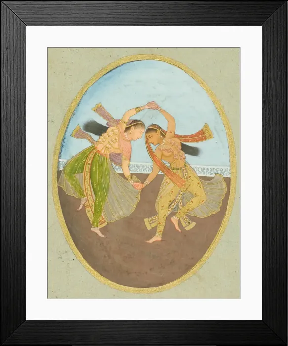 Framed Print : Two Girls Performing Kathak, 18th century. Creator: Unknown Framed Print : Two Girls Performing Kathak, 18th century. Creator: Unknown