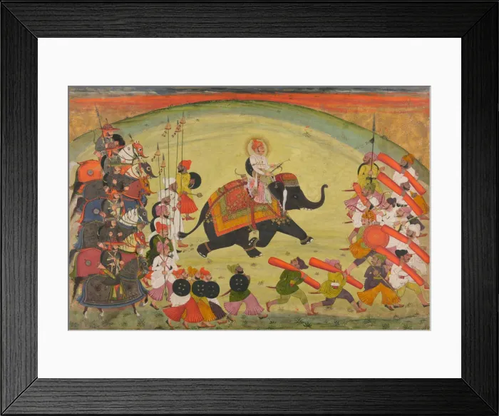 Framed Print : Maharao Guman Singh Riding an Elephant in Procession, dated 1770 (samvat 1827) Framed Print : Maharao Guman Singh Riding an Elephant in Procession, dated 1770 (samvat 1827)