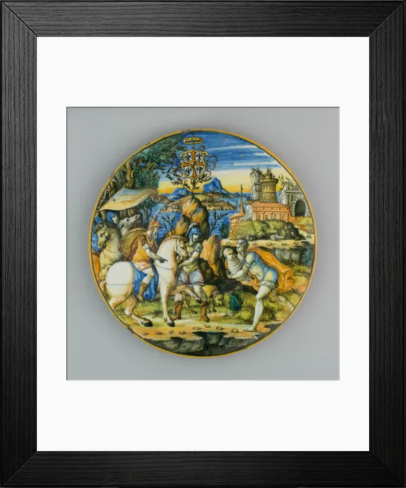 Framed Print : Plate with Story of Numa Pompilius and Arms of Gonzaga, Urbino, c. 1560 Framed Print : Plate with Story of Numa Pompilius and Arms of Gonzaga, Urbino, c. 1560
