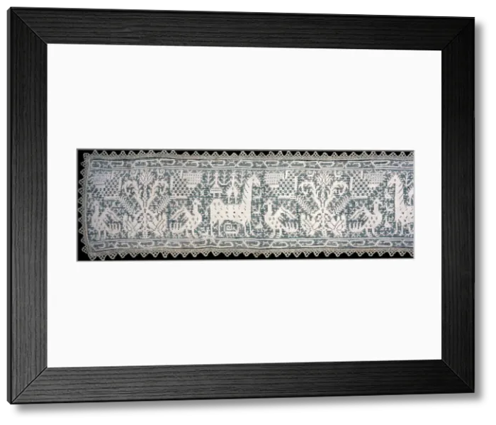Framed Print : Valance (Needlework), Italy, 1650 / 1700 (edging: 20th century). Creator: Unknown Framed Print : Valance (Needlework), Italy, 1650 / 1700 (edging: 20th century). Creator: Unknown