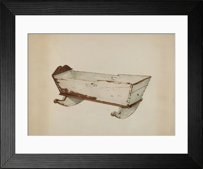 Framed Print : Wooden Cradle, c. 1938. Creator: Arthur Stewart Framed Print : Wooden Cradle, c. 1938. Creator: Arthur Stewart