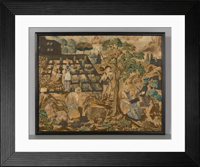Framed Print : Needlework Panel, Portugal, Late 17th century. Creator: Unknown Framed Print : Needlework Panel, Portugal, Late 17th century. Creator: Unknown