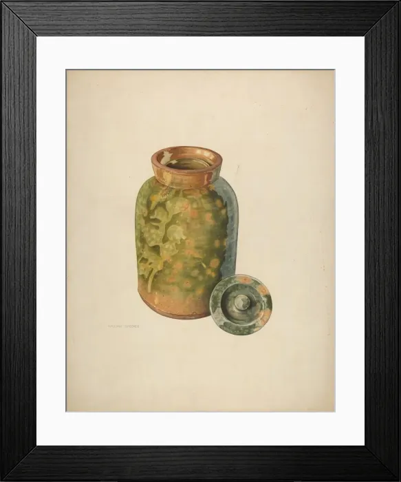 Framed Print : Galena Covered Jug, probably 1938. Creator: William Spiecker Framed Print : Galena Covered Jug, probably 1938. Creator: William Spiecker