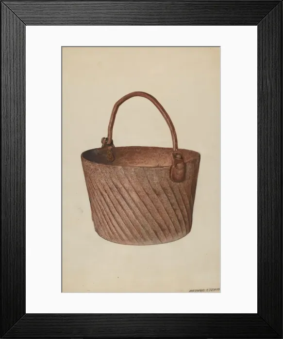 Framed Print : Wrought Iron Kettle, c. 1938. Creator: Arthur Stewart Framed Print : Wrought Iron Kettle, c. 1938. Creator: Arthur Stewart