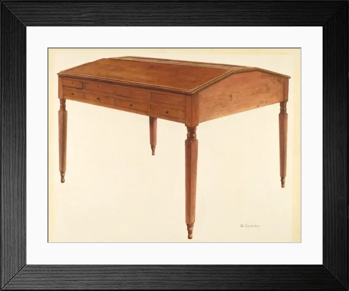 Framed Print : Bishop Hill: Accounting Desk, c. 1938. Creator: William Spiecker Framed Print : Bishop Hill: Accounting Desk, c. 1938. Creator: William Spiecker