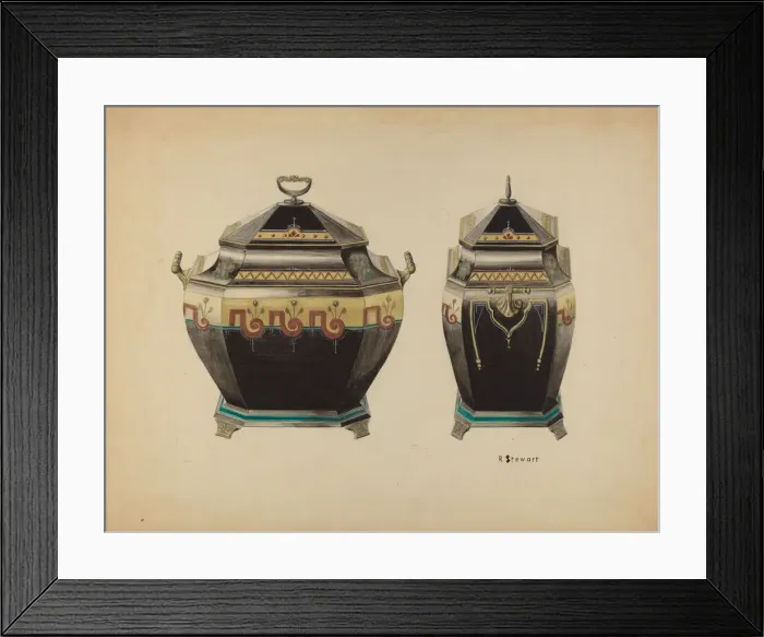 Framed Print : Toleware Coal Vase, c. 1938. Creator: Robert Stewart Framed Print : Toleware Coal Vase, c. 1938. Creator: Robert Stewart
