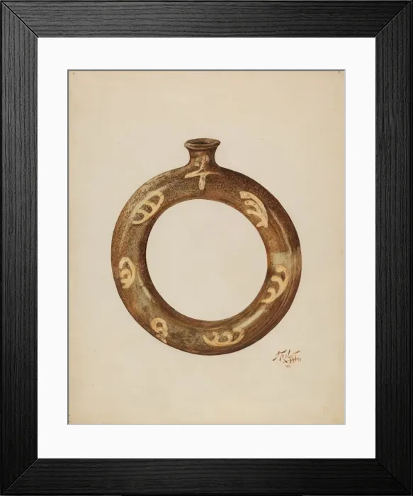 Framed Print : Ring-shaped Pottery Bottle, c. 1940. Creators: Arthur Stewart, Claude Marshall Framed Print : Ring-shaped Pottery Bottle, c. 1940. Creators: Arthur Stewart, Claude Marshall