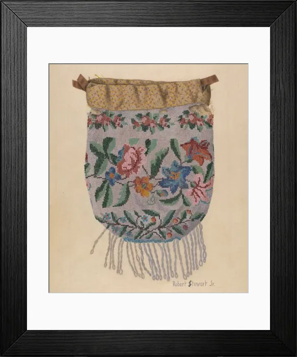 Framed Print : Beaded Bag, c. 1940. Creator: Robert Stewart