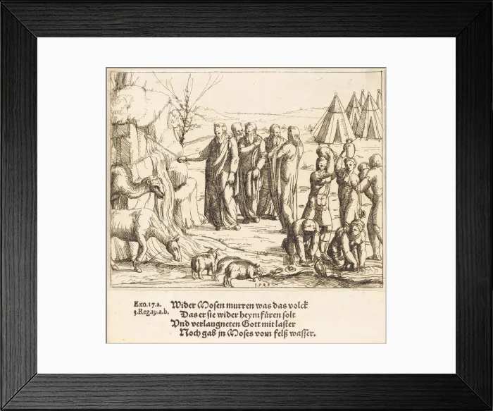 Framed Print : Moses Striking the Rock, 1548. Creator: Augustin Hirschvogel