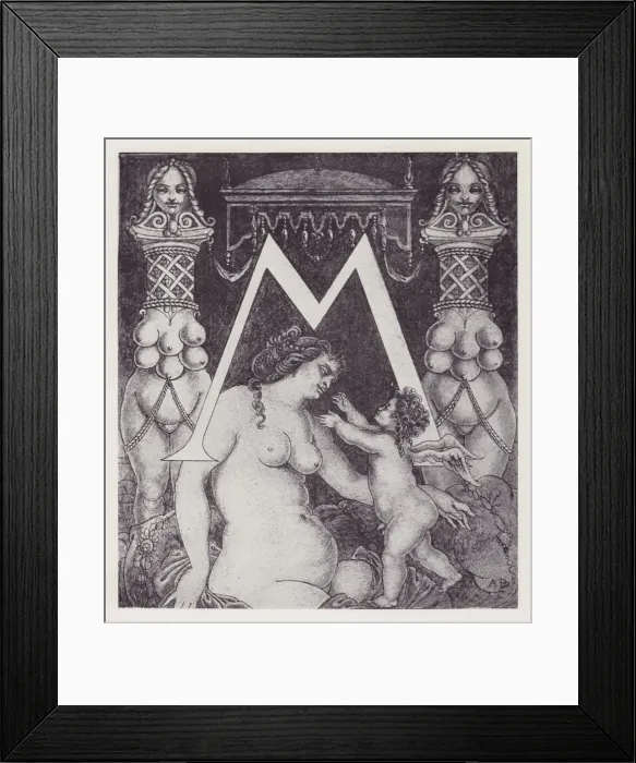 Framed Print : Initial Letter M (Venus) to Volpone, 1898. Creator: Aubrey Beardsley Framed Print : Initial Letter M (Venus) to Volpone, 1898. Creator: Aubrey Beardsley
