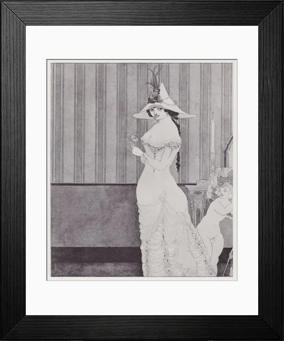 Framed Print : The Lady with the Rose, 1897. Creator: Aubrey Beardsley Framed Print : The Lady with the Rose, 1897. Creator: Aubrey Beardsley