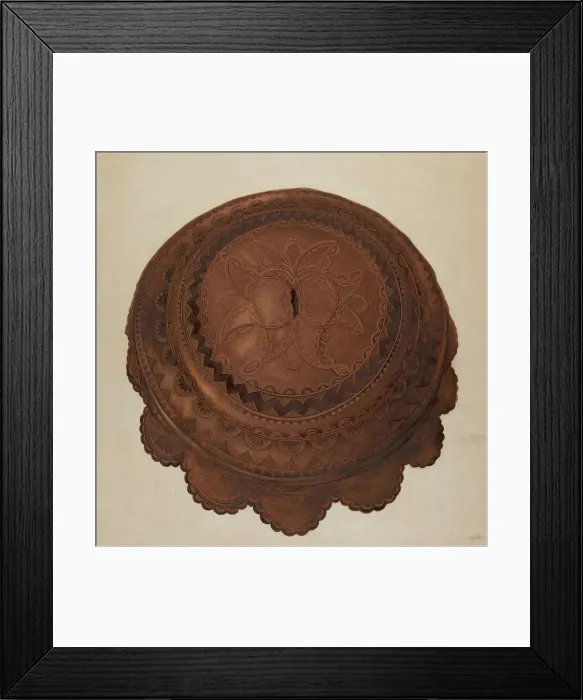 Framed Print : Tooled Leather Cover for Baptismal Font, 1936. Creator: Gerald Transpota Framed Print : Tooled Leather Cover for Baptismal Font, 1936. Creator: Gerald Transpota