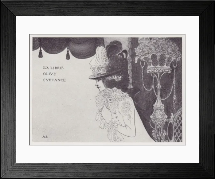 Framed Print : Book-Plate of Olive Custance (Lady Alfred Douglas), 1897. Creator: Aubrey Beardsley Framed Print : Book-Plate of Olive Custance (Lady Alfred Douglas), 1897. Creator: Aubrey Beardsley
