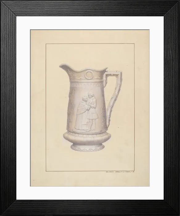 Framed Print : Bisque Water Pitcher, c. 1938. Creator: Ernest A Towers Jr Framed Print : Bisque Water Pitcher, c. 1938. Creator: Ernest A Towers Jr