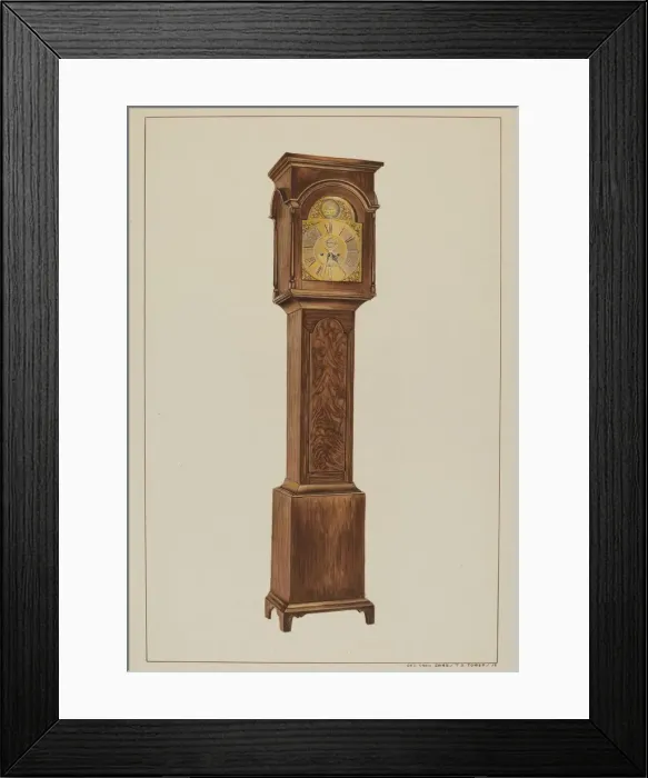 Framed Print : Grandfather Clock, c. 1938. Creator: Ernest A Towers Jr Framed Print : Grandfather Clock, c. 1938. Creator: Ernest A Towers Jr