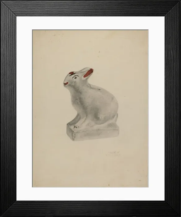 Framed Print : Pa. German Seated Chalkware Rabbit, c. 1938. Creator: Andrew Topolosky Framed Print : Pa. German Seated Chalkware Rabbit, c. 1938. Creator: Andrew Topolosky