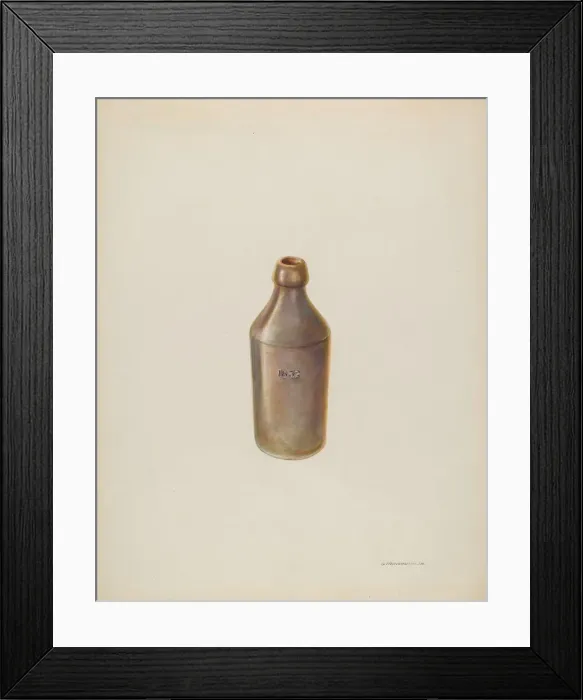 Framed Print : Earthenware Ale Bottle, c. 1937. Creator: Gerald Transpota Framed Print : Earthenware Ale Bottle, c. 1937. Creator: Gerald Transpota