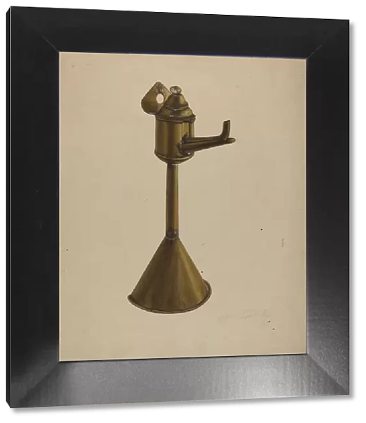 Brass Oil Lamp, c. 1939. Creator: Andrew Topolosky