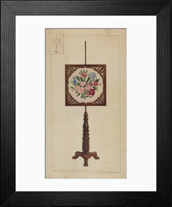 Framed Print : Petit Point Fire Screen, c. 1937. Creator: Ernest A Towers Jr Framed Print : Petit Point Fire Screen, c. 1937. Creator: Ernest A Towers Jr