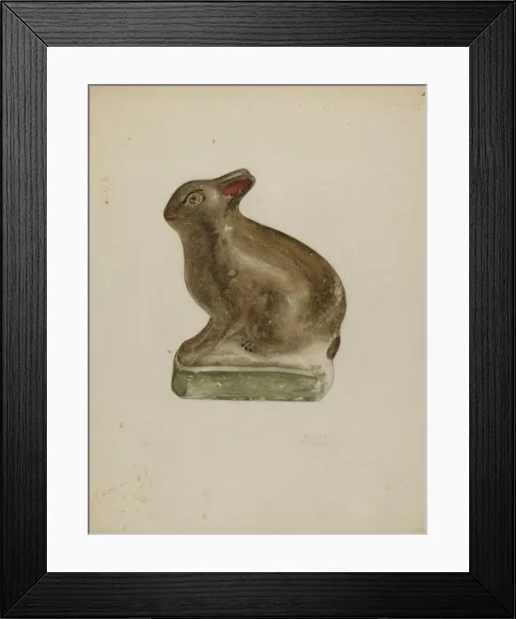 Framed Print : Seated Chalkware Rabbit, c. 1939. Creator: Andrew Topolosky Framed Print : Seated Chalkware Rabbit, c. 1939. Creator: Andrew Topolosky